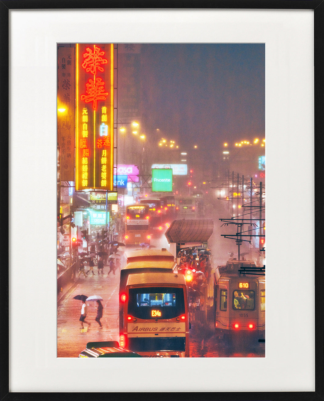 Tin Chun Fook's Yuen Long night view 2 colour photo - framed print