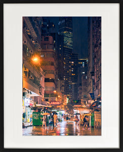 Tin Chun Fook's Bowring Street night view colour photo - framed print