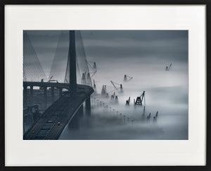 Tin Chun Fook's Stonecutters Island fog photo - framed print