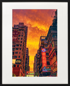 Tin Chun Fook's Mongkok red sky photo - framed print