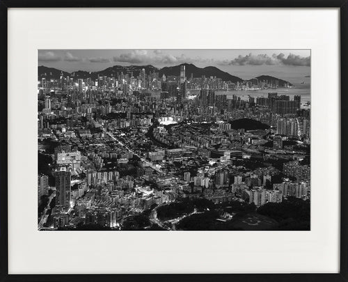 Tin Chun Fook's Lion's Rock night view photo - framed print