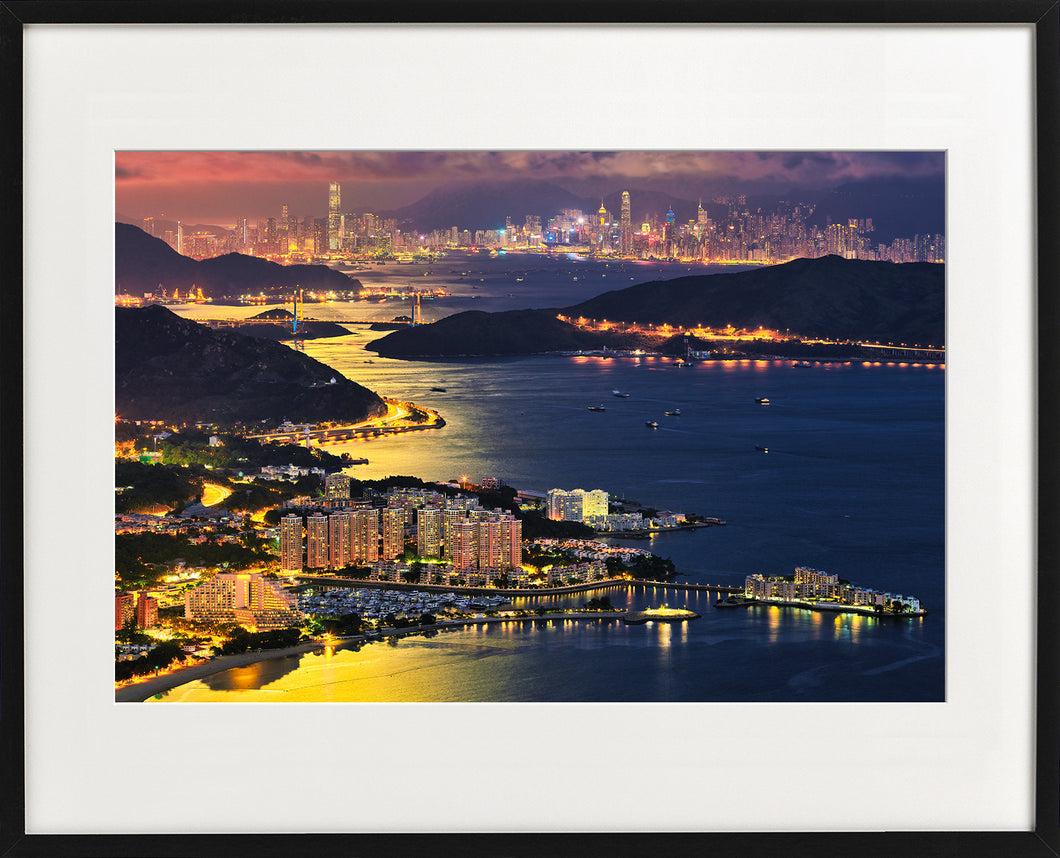 Tin Chun Fook's Castle Peak night view colour photo - framed print